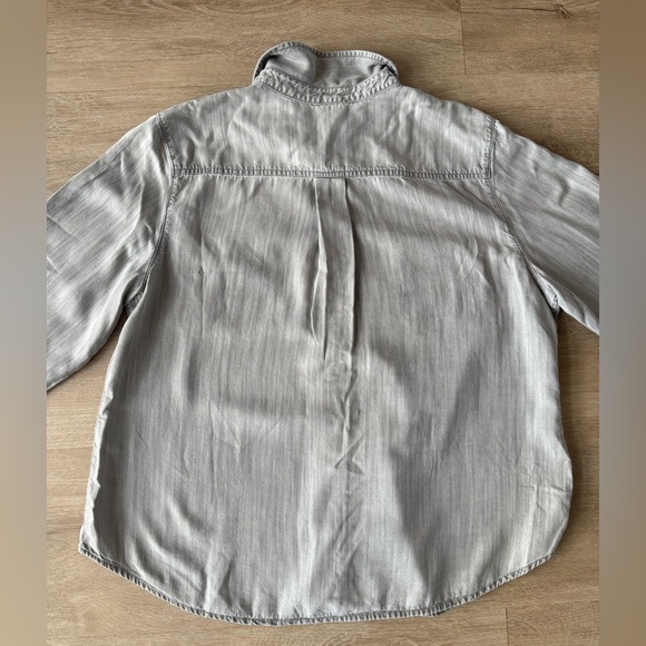 Women's Denim Gray Shirt Button Down Long Sleeve Top SZ L - Picture 7 of 7